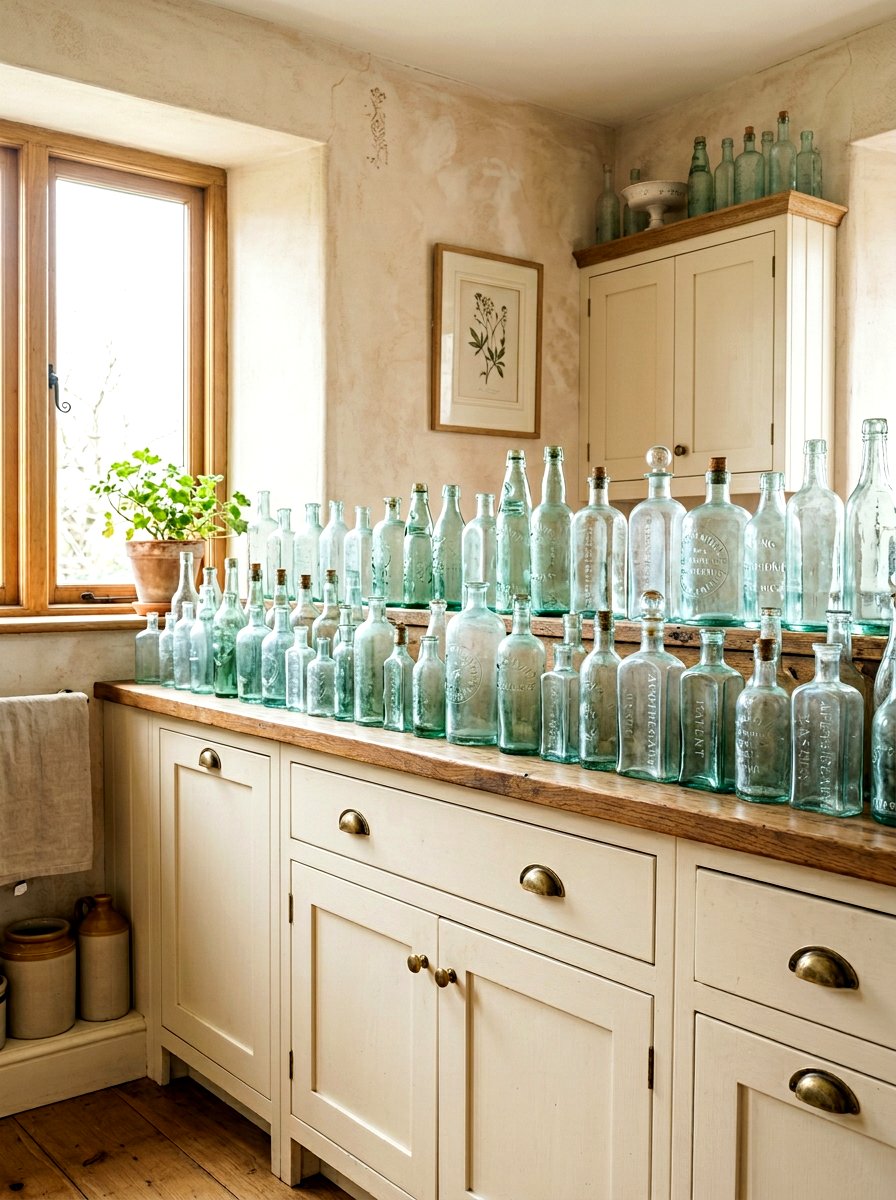 Antique glass bottles - 25 Spring Above Cabinet Decor Ideas