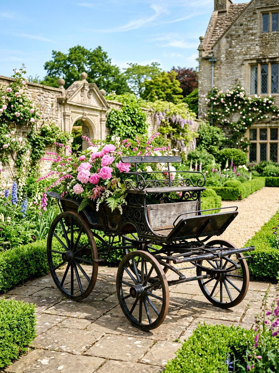 Antique iron wagon - 25 Spring Garden Wagon Decor Ideas