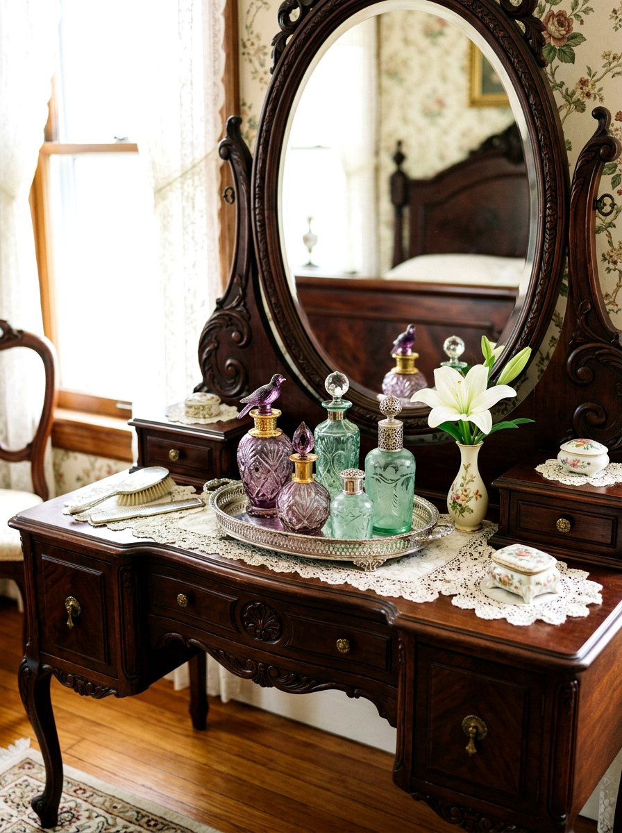 Antique vanity spring perfume bottles - 25 Spring Victorian Decor Ideas