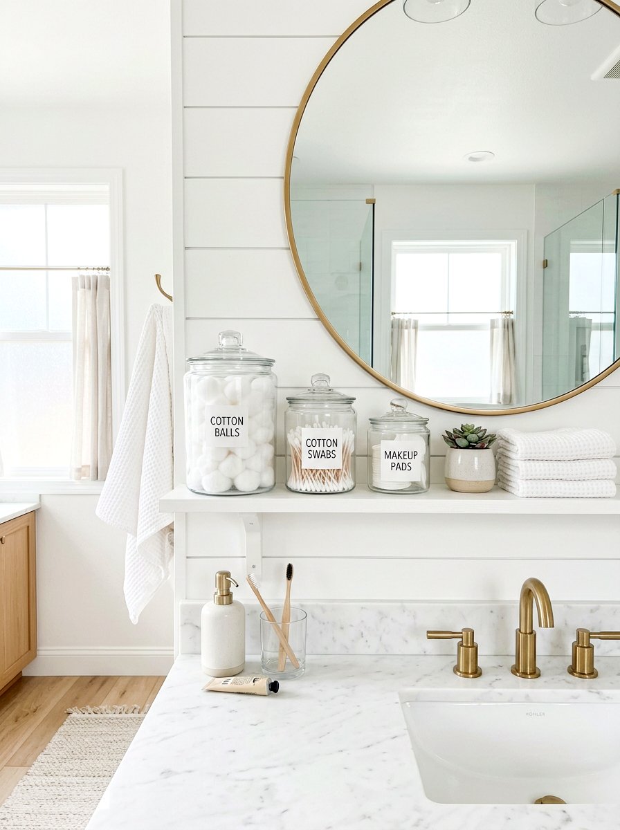 Apothecary Jars For Cotton Balls - 25 Spring Bathroom Vanity Decor Ideas