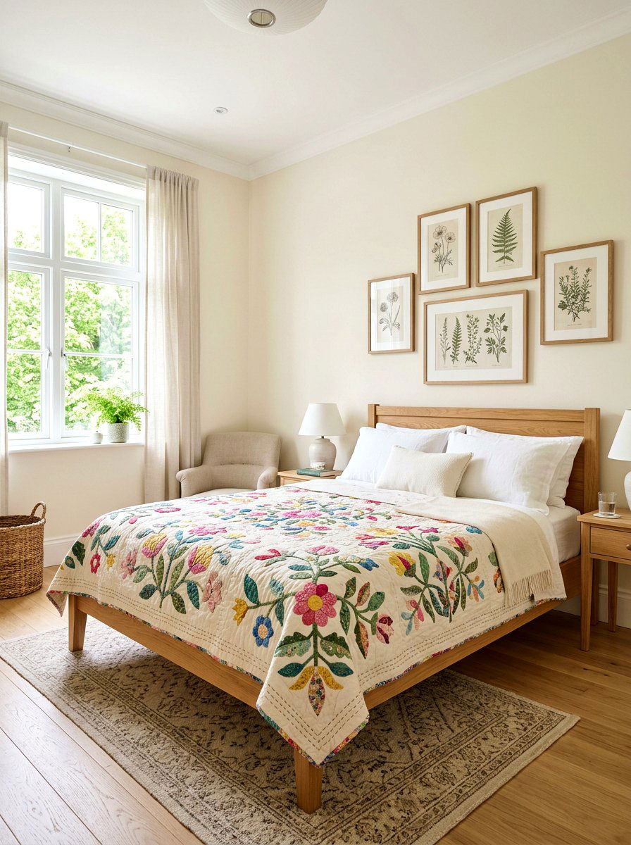 Applique Flower Quilt - 25 Spring Quilt Ideas