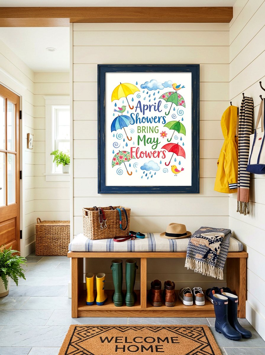 April Showers Umbrella Art - 25 Spring Printable Art Ideas