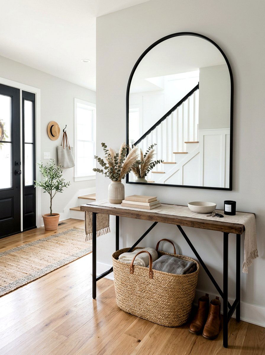 Arched Black Entryway Mirror - 25 Spring Entryway Mirror Ideas