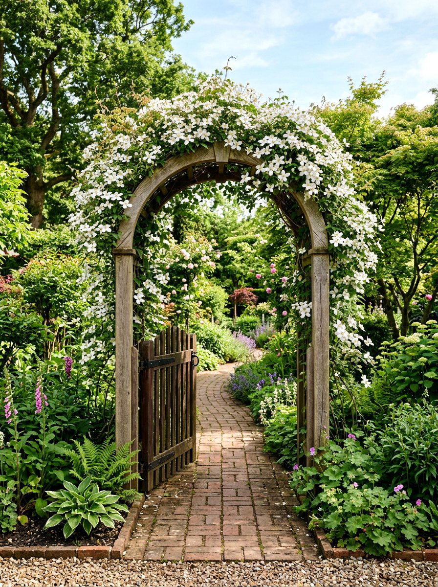 Arched Trellis Gate With Vines - 25 Spring Front Gate Decor Ideas