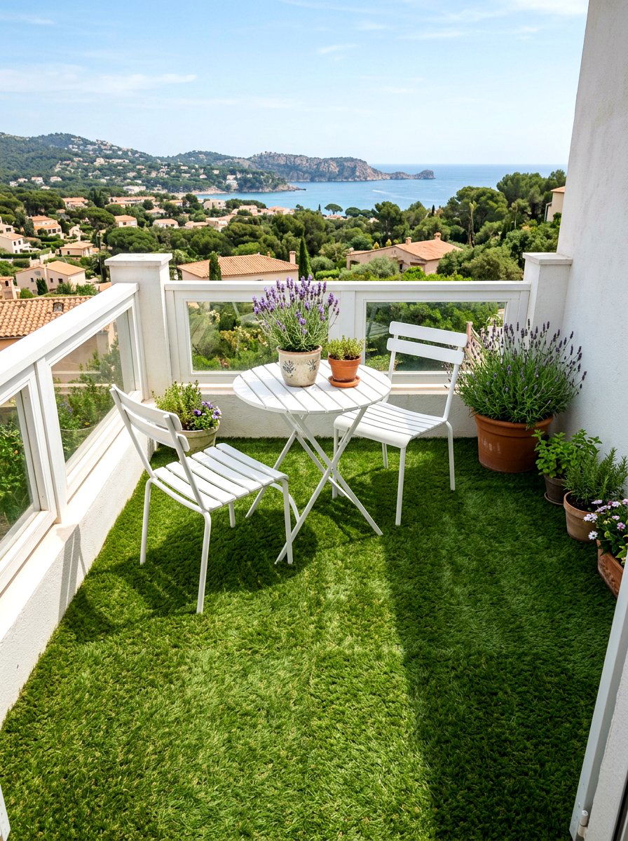 Artificial Grass Flooring - 25 Spring Small Balcony Decor Ideas