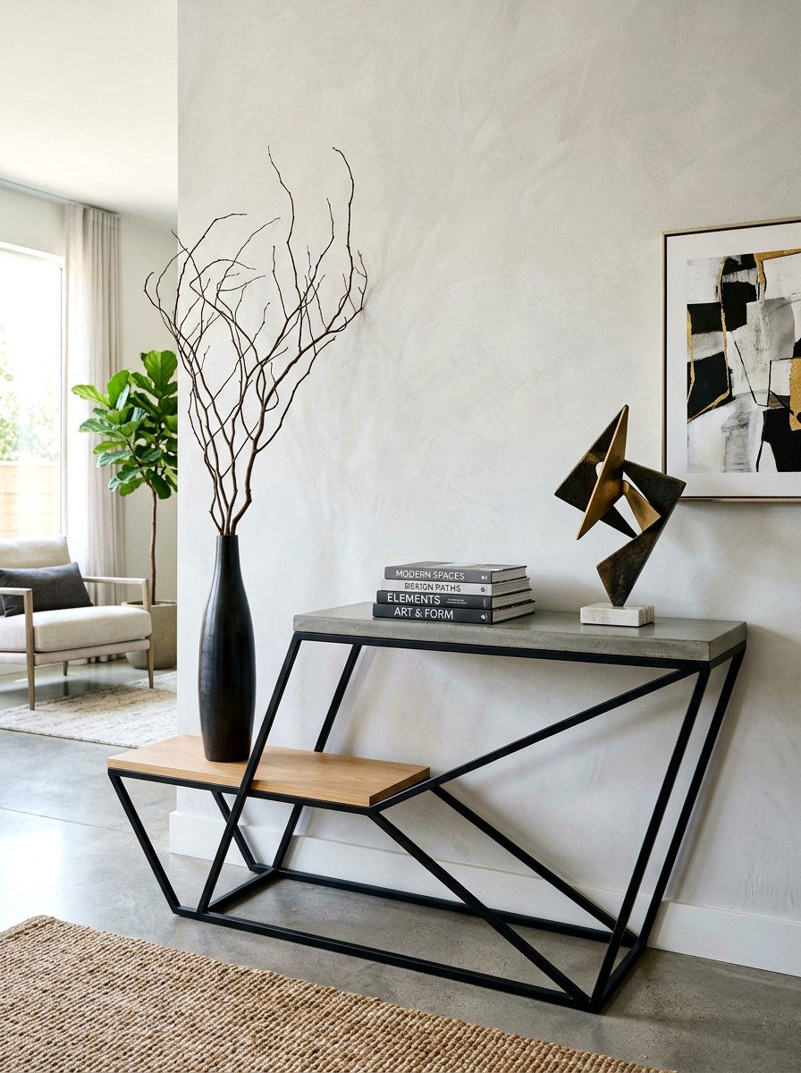 Asymmetrical Modern Console - 25 Spring Foyer Table Decor Ideas