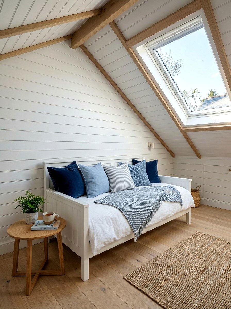 Attic Shiplap Wall With Skylight - 25 Spring Shiplap Wall Decor Ideas