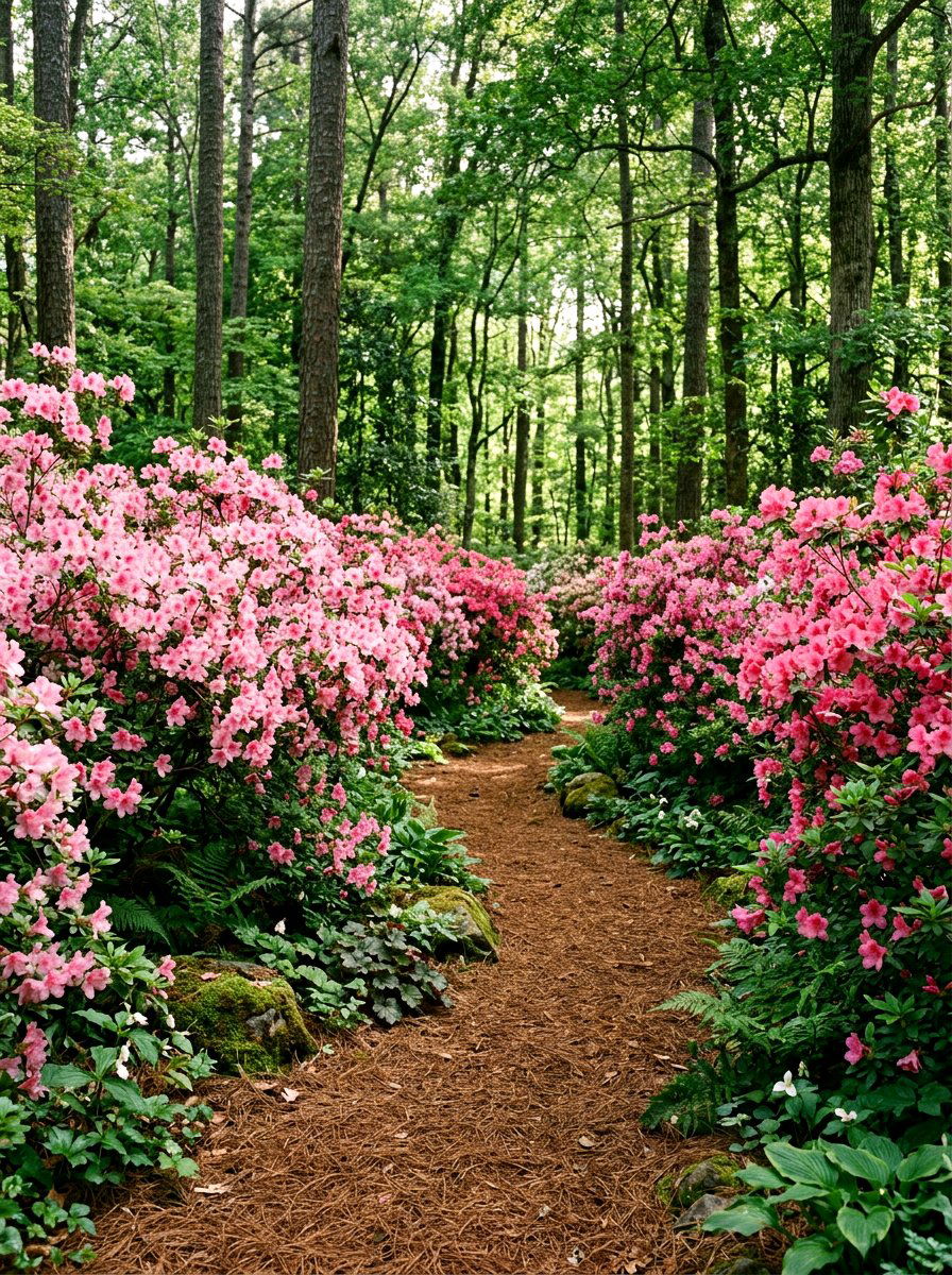 Azalea Shrubbery Bed - 25 Spring Flowering Plant Ideas