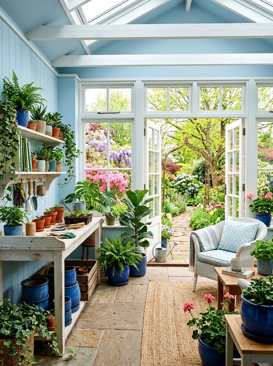 Baby Blue Garden Room - 25 Spring Baby Blue Decor Ideas