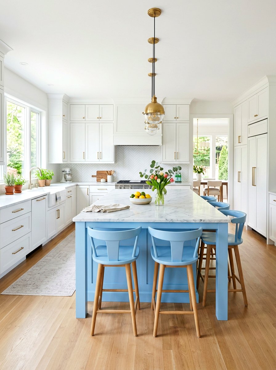 Baby Blue Kitchen Island - 25 Spring Baby Blue Decor Ideas