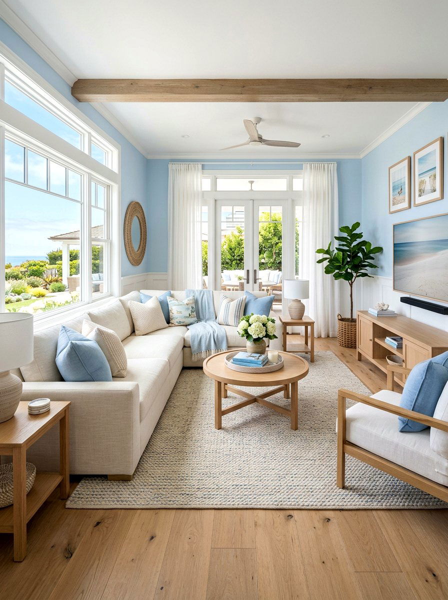 Baby Blue Living Room - 25 Spring Baby Blue Decor Ideas
