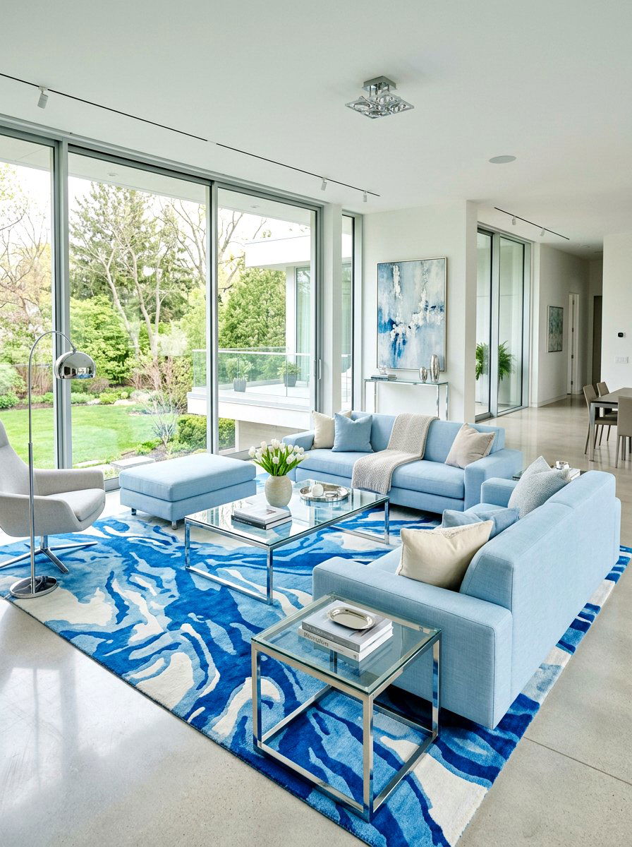 Baby Blue Modern Lounge - 25 Spring Baby Blue Decor Ideas