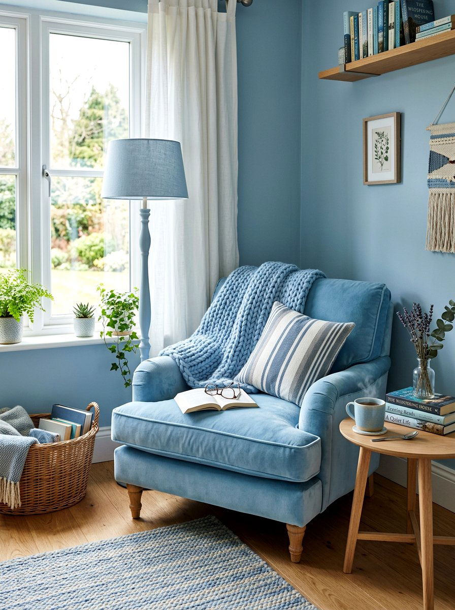 Baby Blue Reading Nook - 25 Spring Baby Blue Decor Ideas