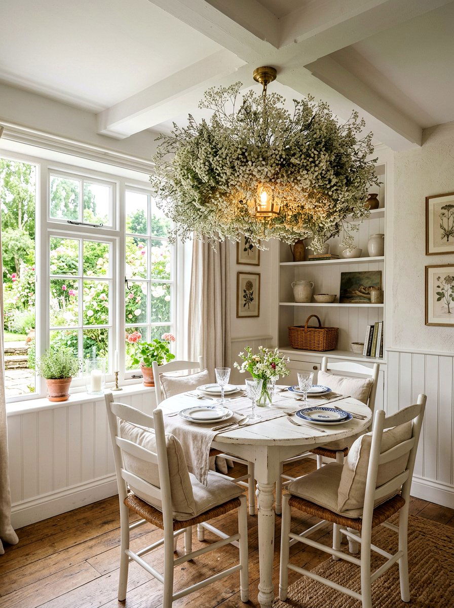 Baby Breath Chandelier - 25 Spring Chandelier Decor Ideas