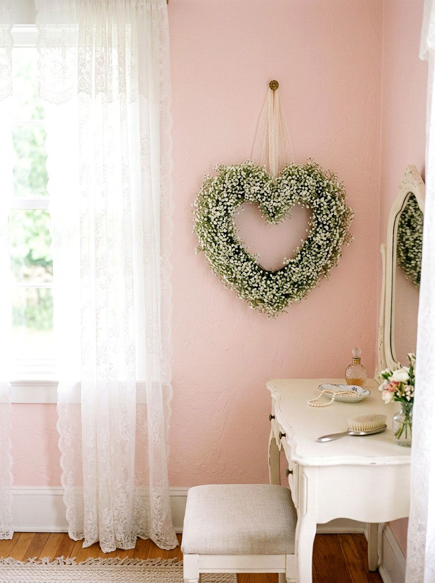 Baby Breath Heart Wreath - 25 Spring Heart Wreath Ideas