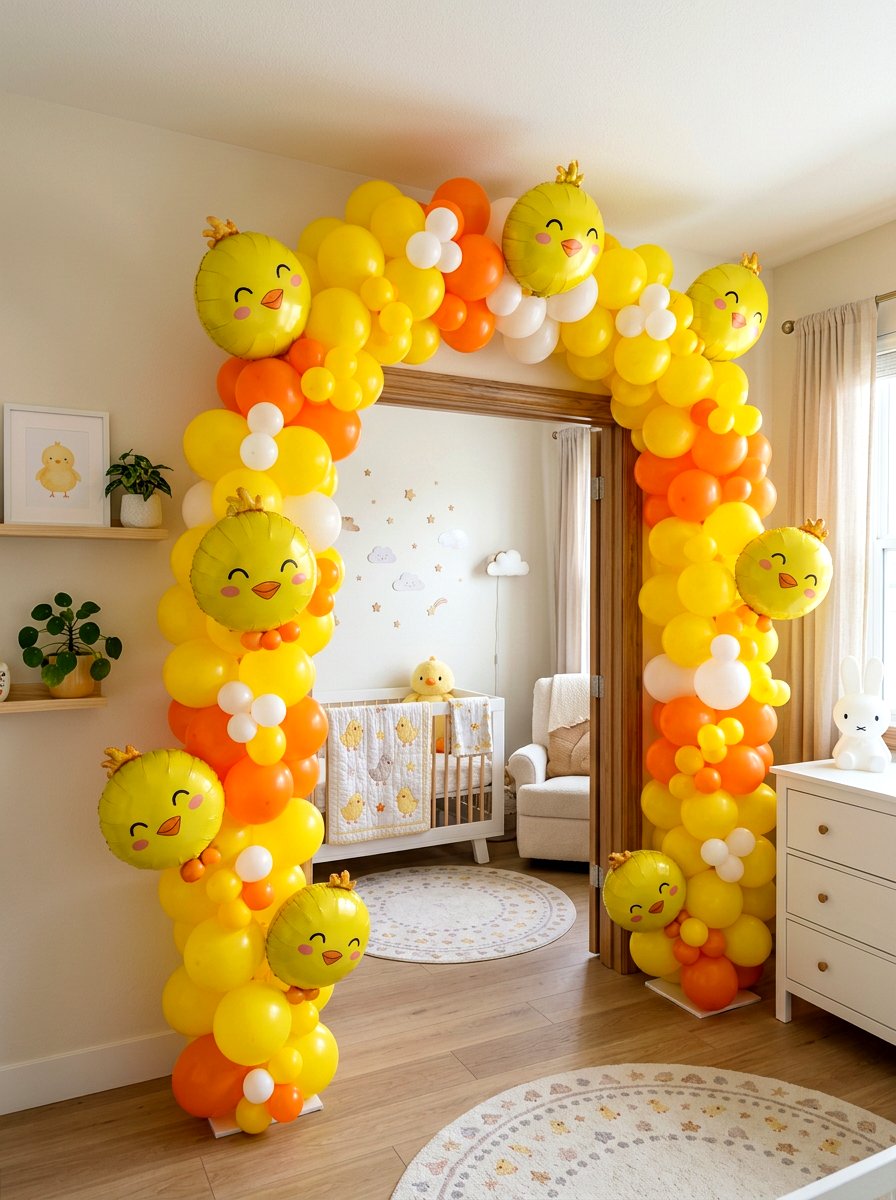 Baby Chick Balloon Arch - 25 Spring Balloon Arch Ideas for Party