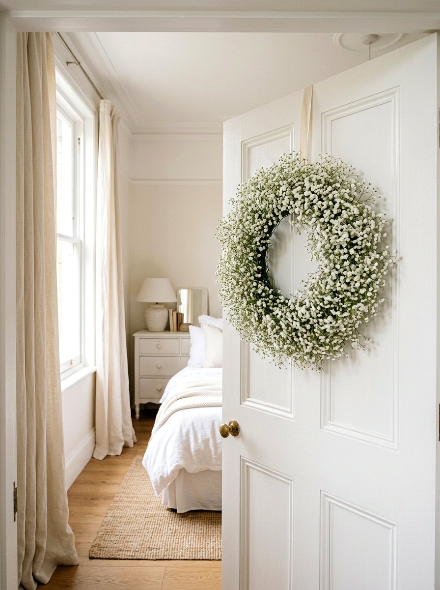 Baby breath spring wreath - 25 Spring Half Wreath Ideas