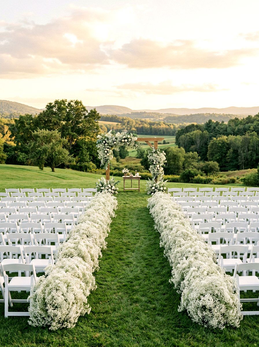 Babys Breath Aisle - 25 Spring Wedding Garland Ideas
