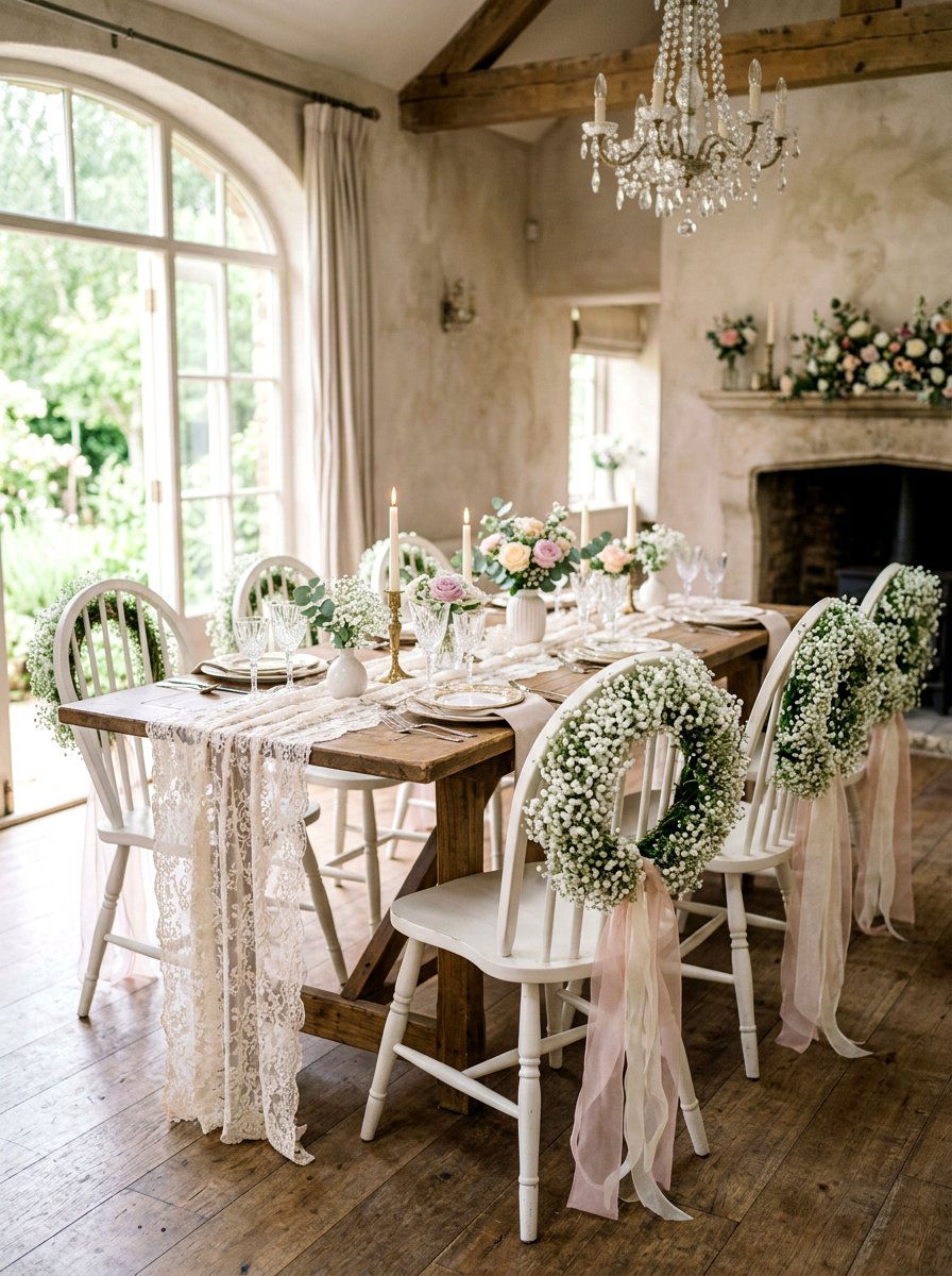 Babys Breath Chair Wreath - 25 Spring Chair Back Wreath Ideas
