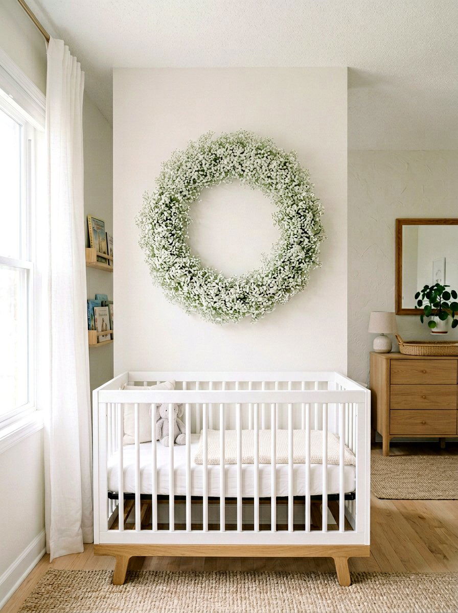 Babys Breath Hoop Wreath - 25 Spring Flower Wreath Hoop Ideas
