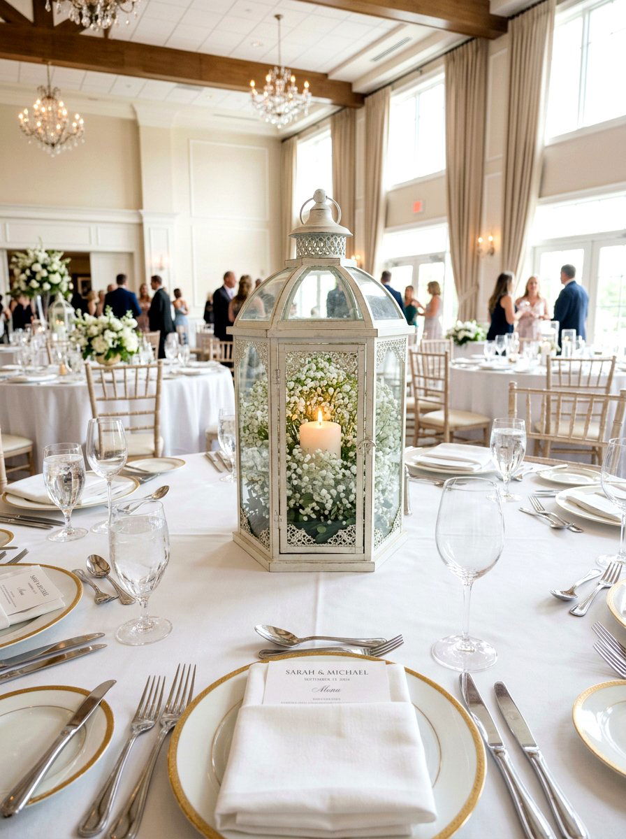 Babys Breath Wedding Lantern - 25 Spring Lantern Decor Ideas