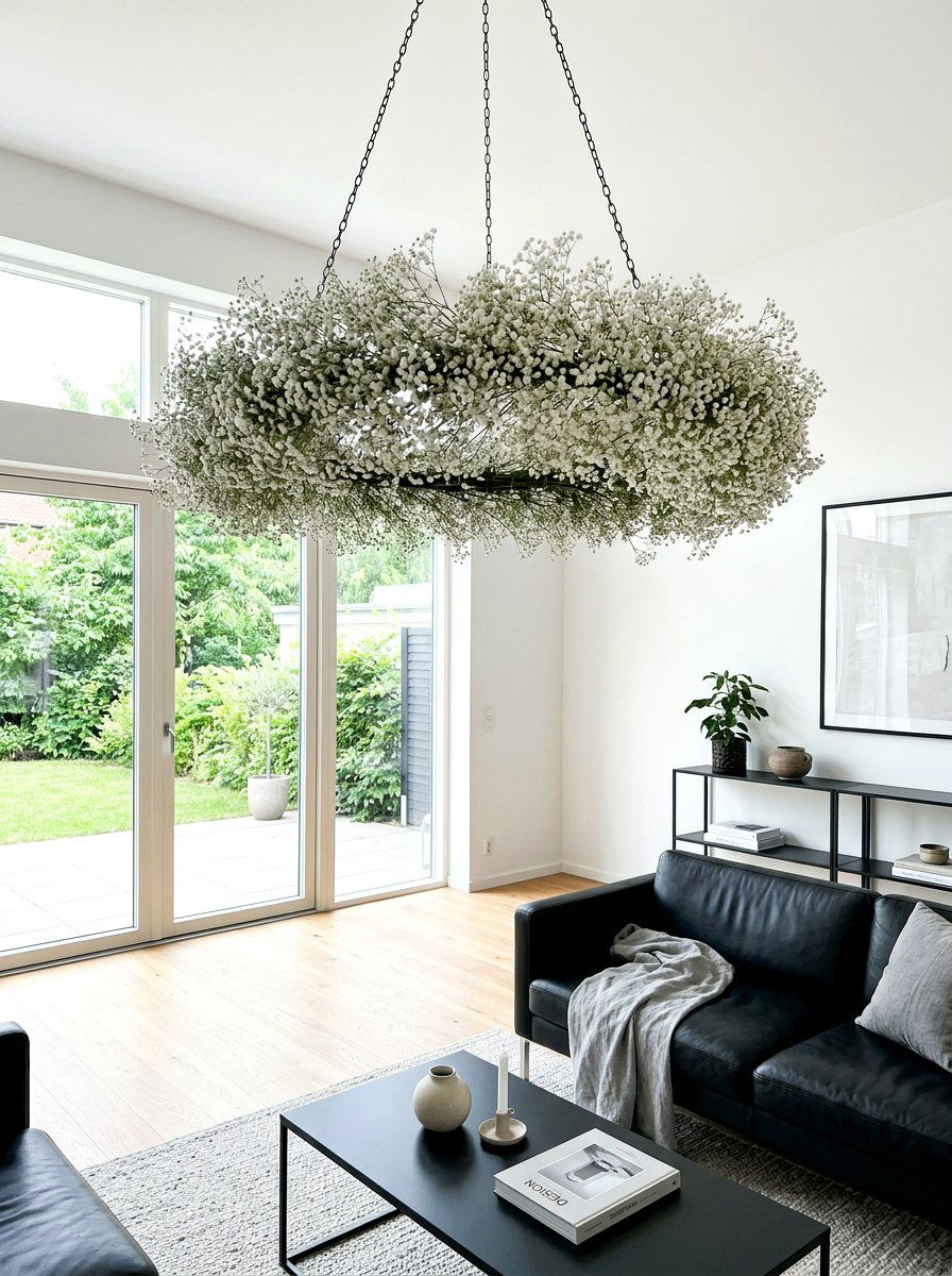 Babys Breath Wreath - 25 Spring Chandelier Wreath Ideas