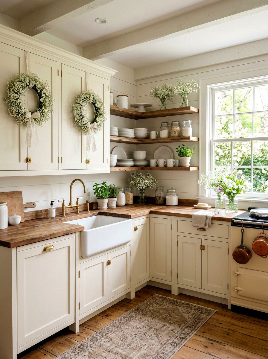 Babys Breath Wreath - 25 Spring Cabinet Wreath Ideas