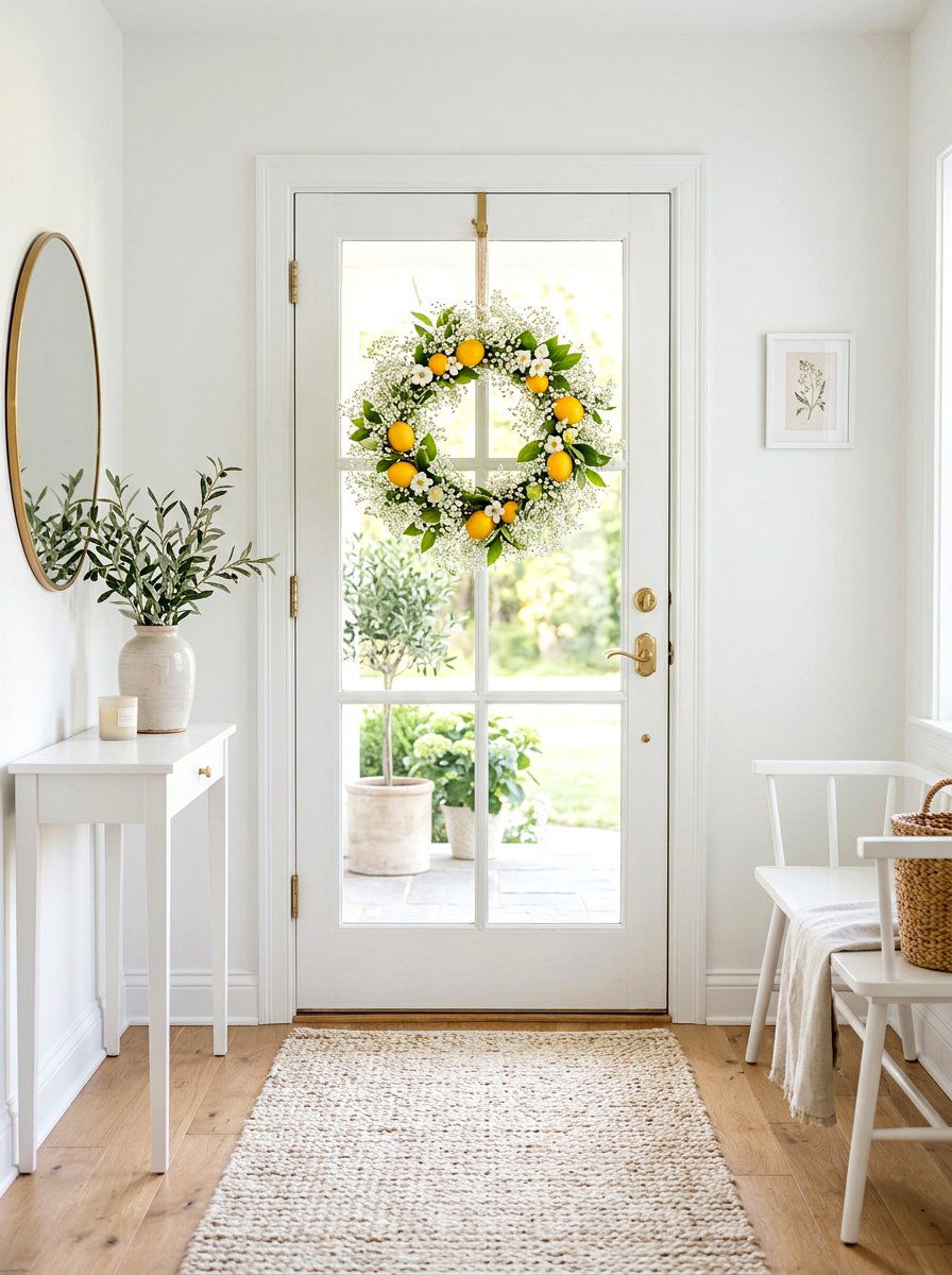 Babys breath lemon wreath - 25 Spring Lemon Wreath Ideas