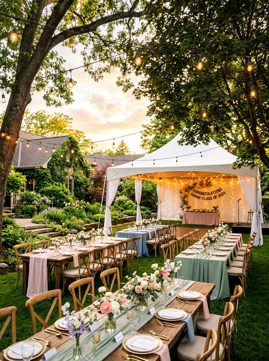 Backyard Graduation Setup - 25 Spring Graduation Party Decor Ideas