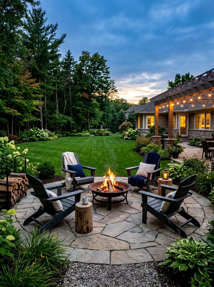 Backyard Patio Fire Pit - 25 Spring Home Staging Ideas