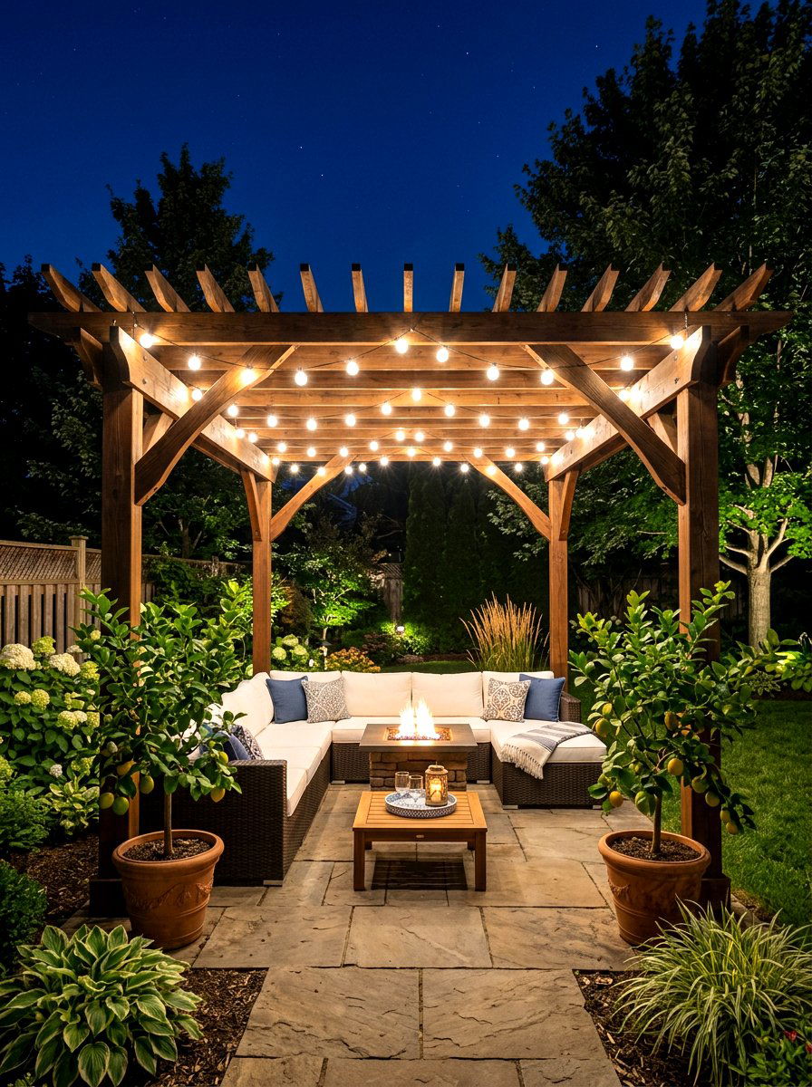 Backyard Pergola String Light - 25 Spring Fairy Light Ideas