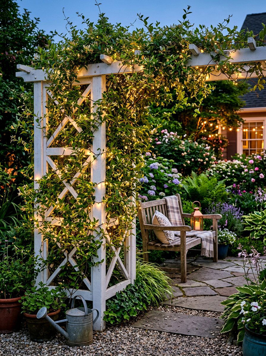 Backyard Trellis Vine Light - 25 Spring String Light Ideas