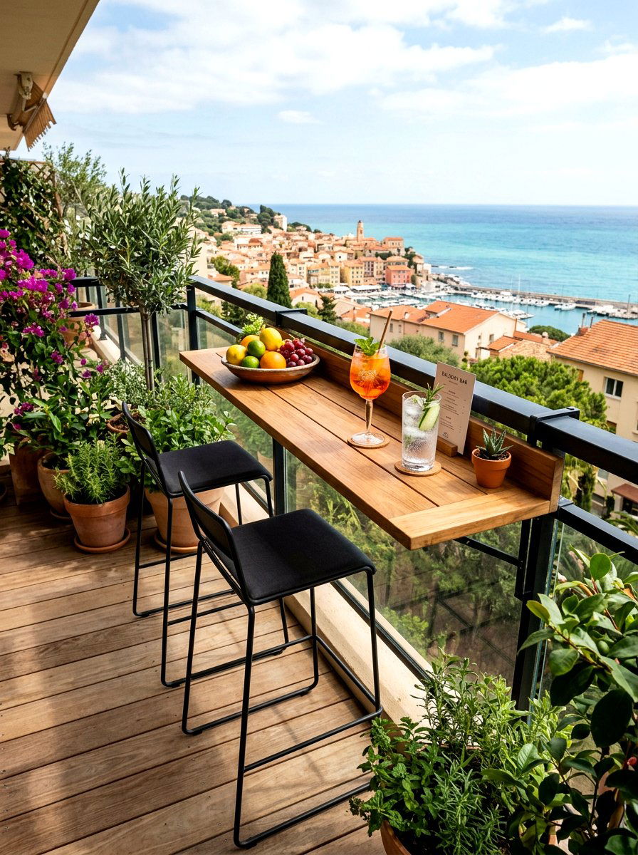 Balcony Bar Top - 25 Spring Small Balcony Decor Ideas