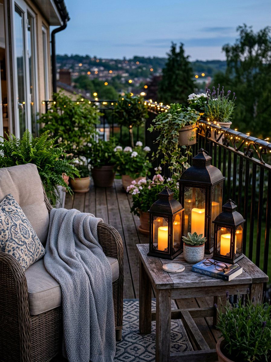 Balcony Candle Lantern - 25 Balcony Spring Decor Ideas