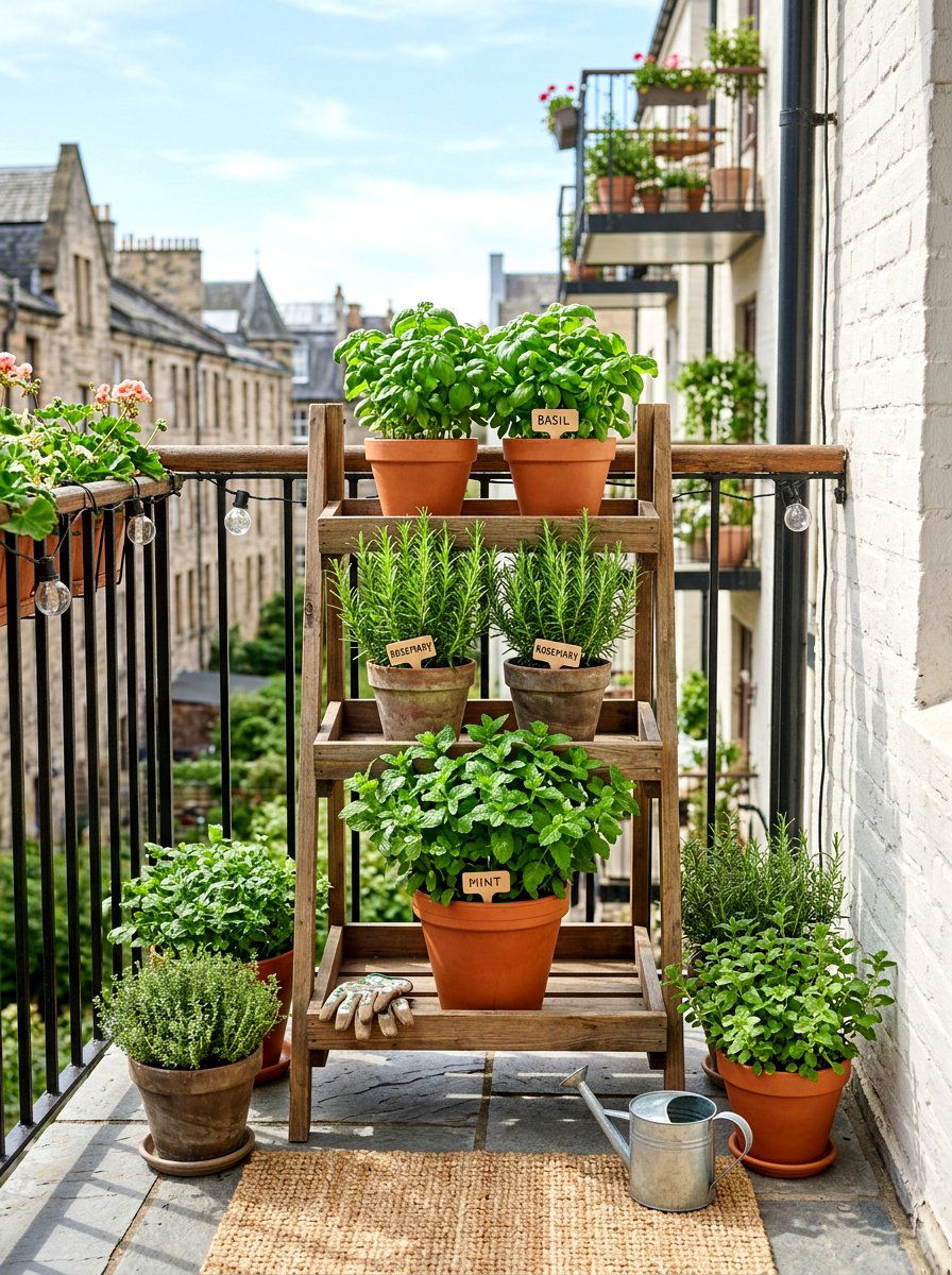 Balcony Herb Garden - 25 Balcony Spring Decor Ideas