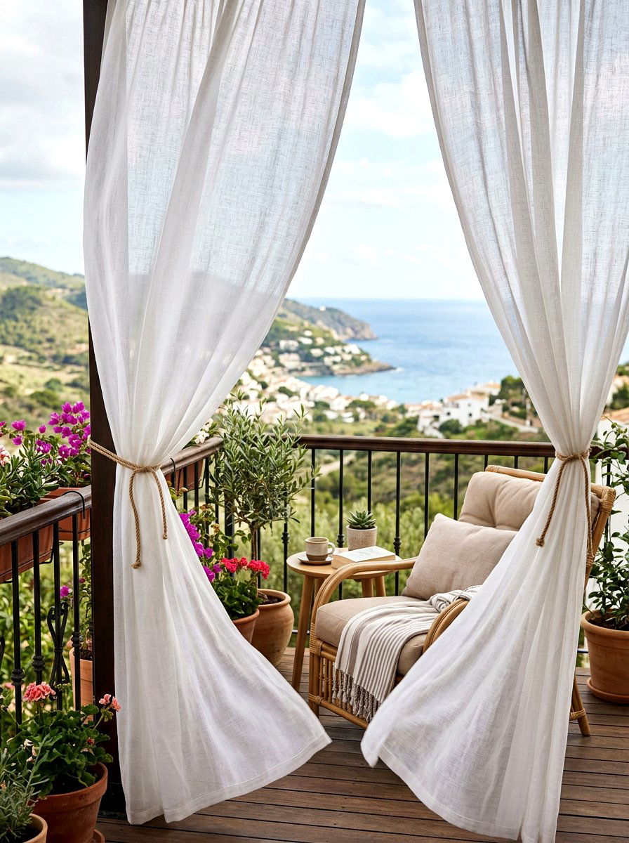 Balcony Privacy Curtains - 25 Spring Small Balcony Decor Ideas