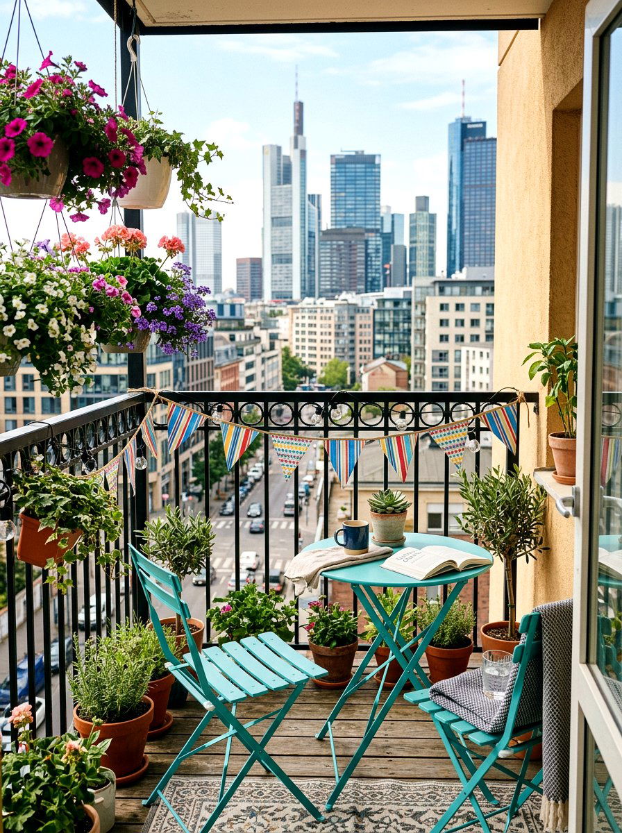 Balcony Railing Bunting - 25 Spring Fabric Bunting Ideas