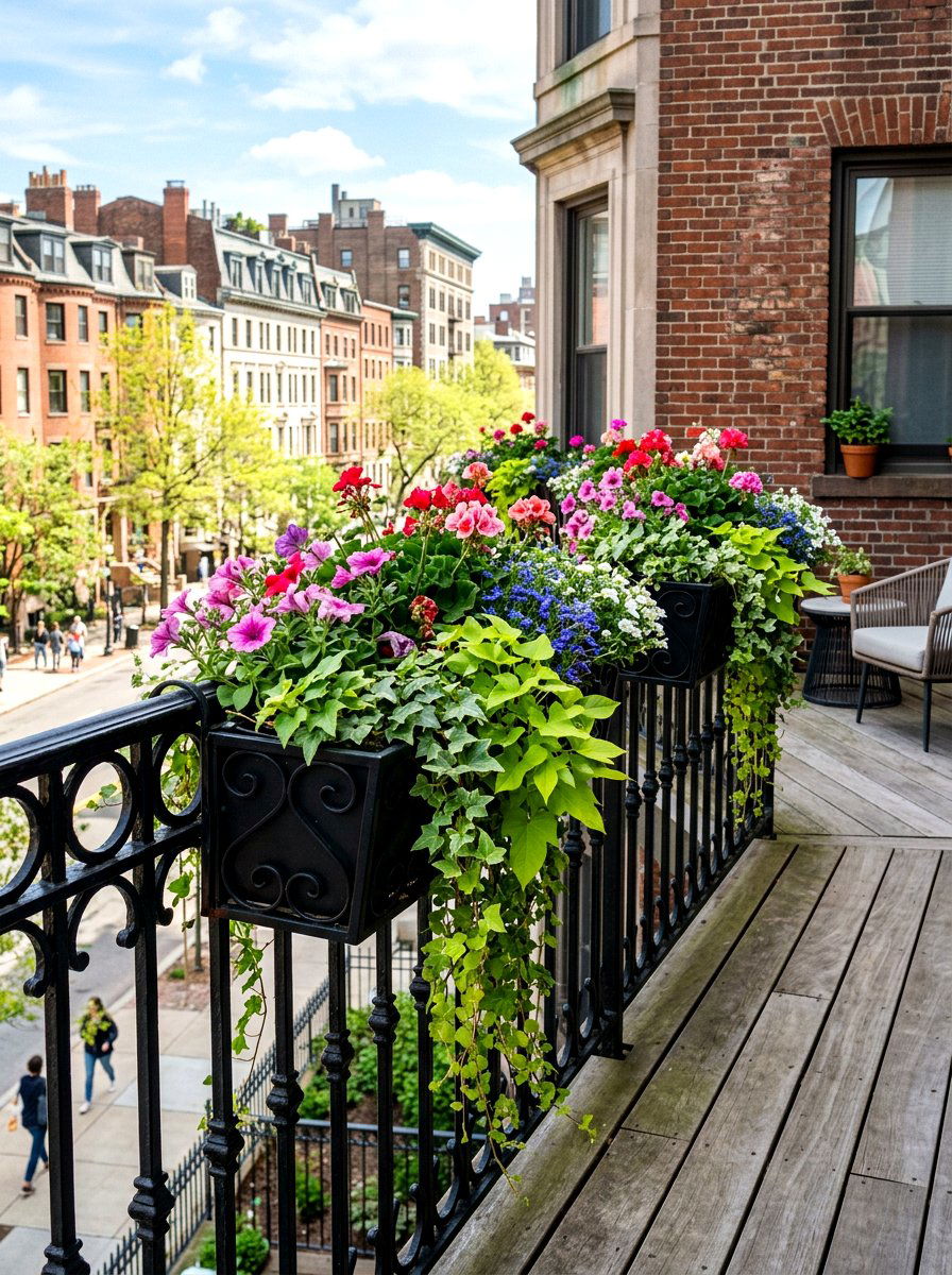 Balcony railing metal planters - 25 Spring Metal Planter Ideas