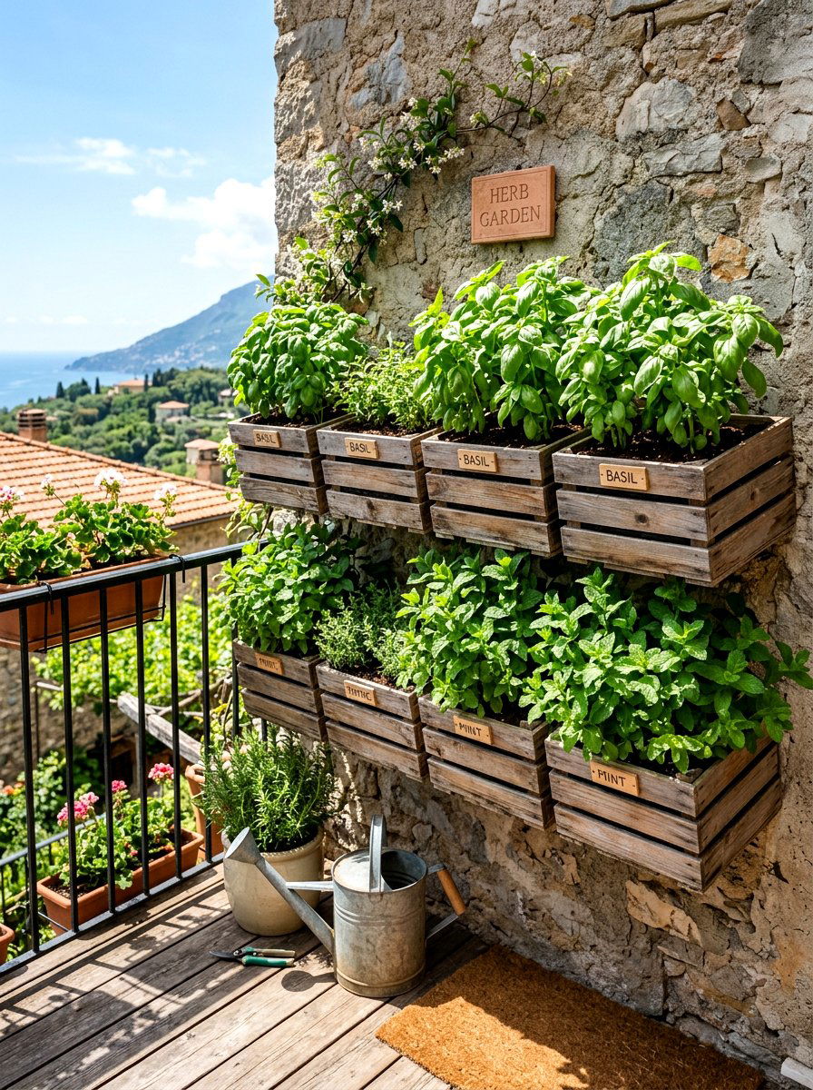 Balcony wall herb garden - 25 Spring Balcony Wall Decor Ideas