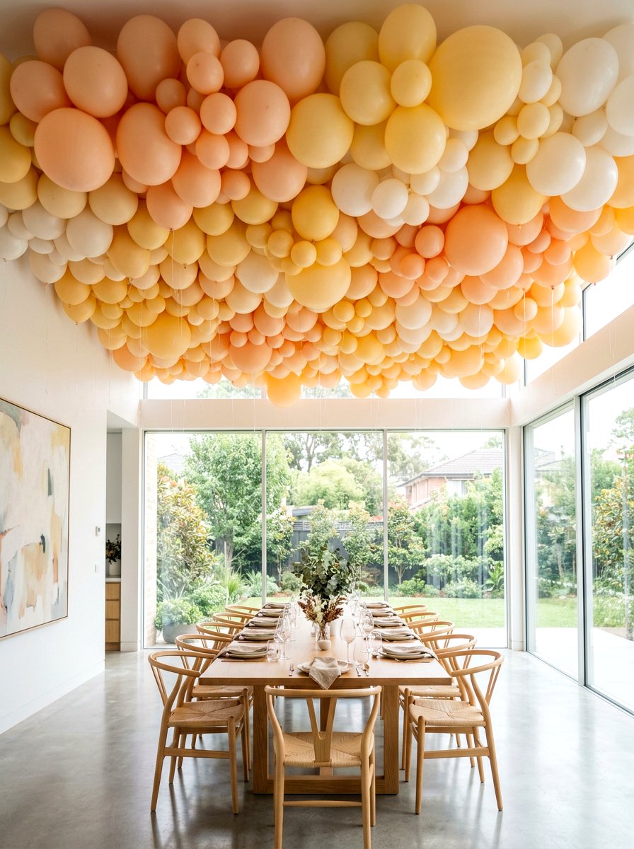 Balloon Ceiling Installation - 25 Spring Balloon Decor Ideas