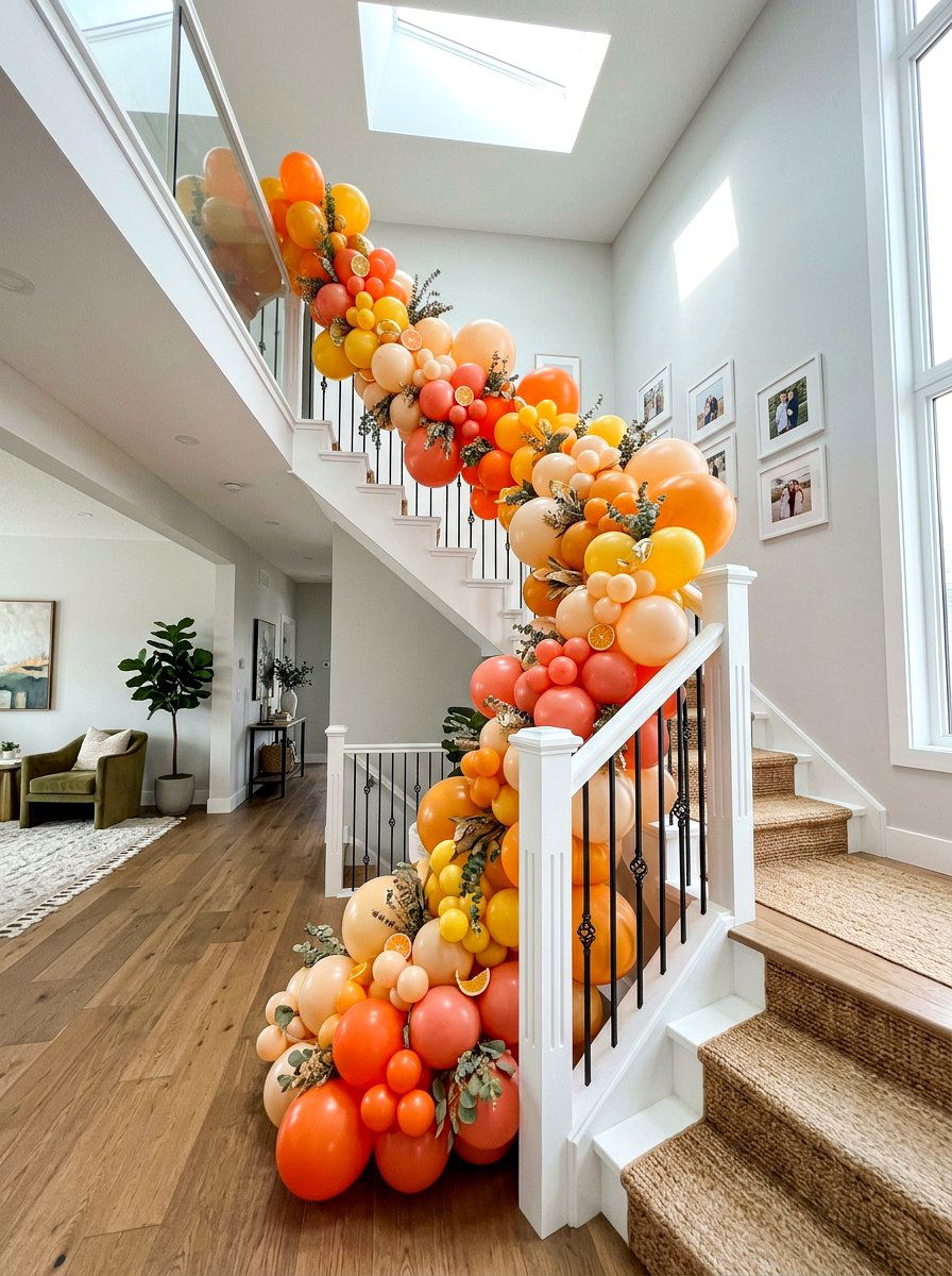 Balloon Staircase Garland - 25 Spring Balloon Decor Ideas