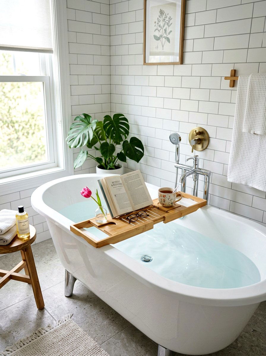 Bamboo Bath Caddy - 25 Spring Spa Decor Ideas