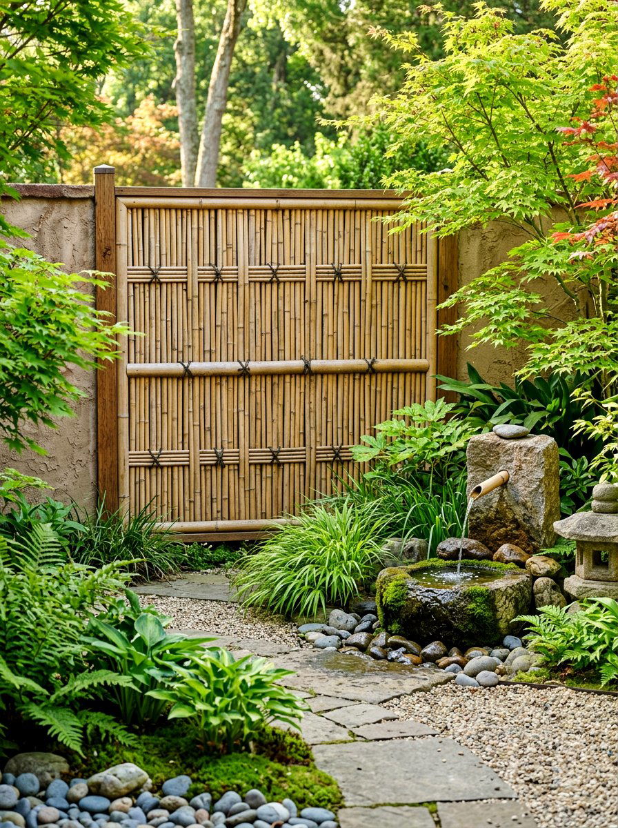 Bamboo Fence Screen - 25 Spring Outdoor Wall Decor Ideas