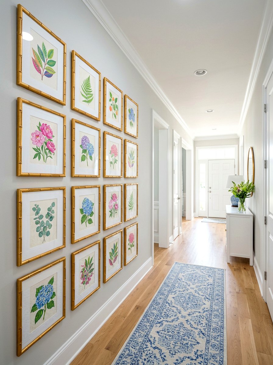 Bamboo Frame Gallery Wall - 25 Spring Preppy Decor Ideas