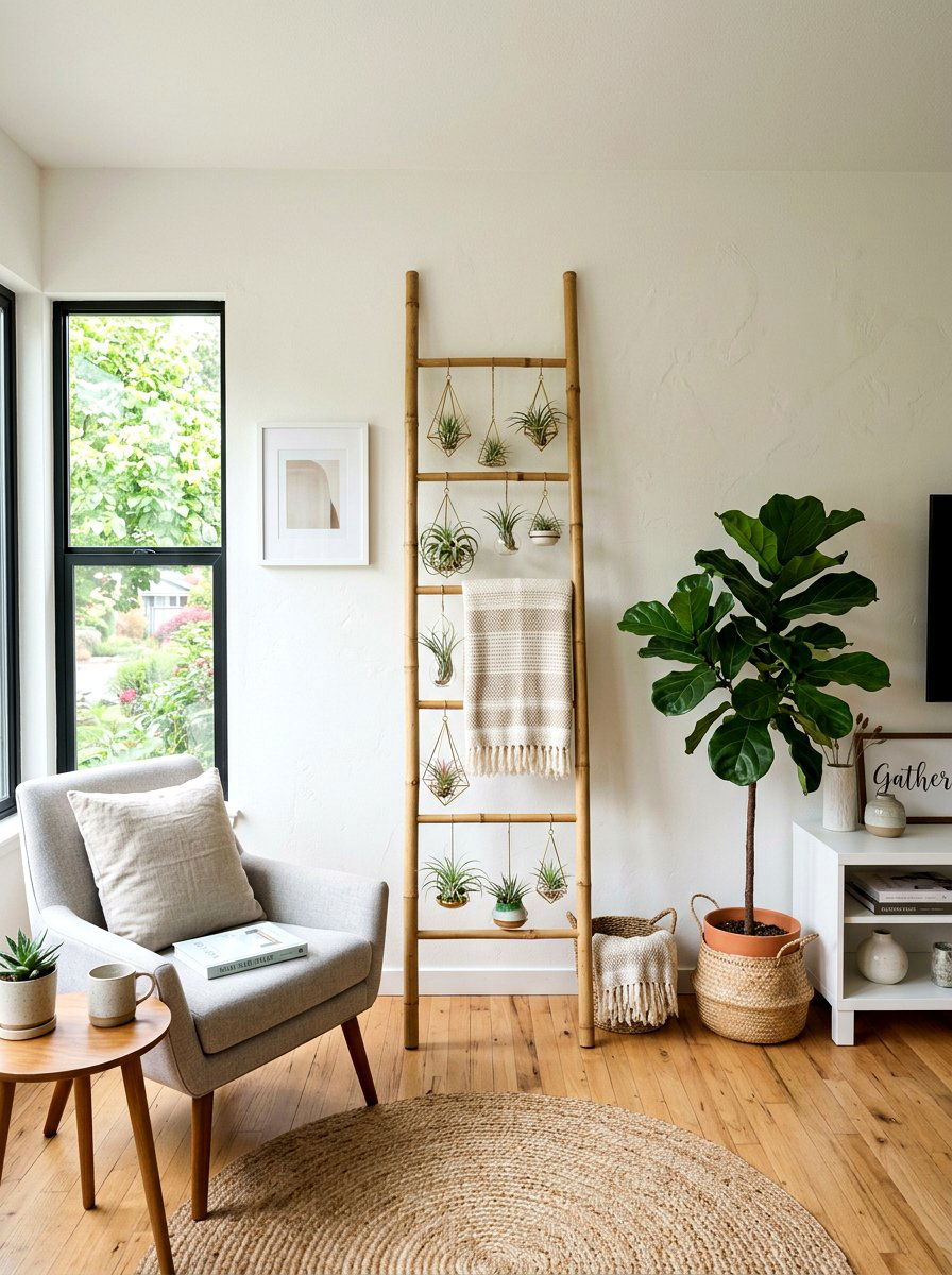Bamboo Ladder Display - 25 Spring Air Plant Display Ideas