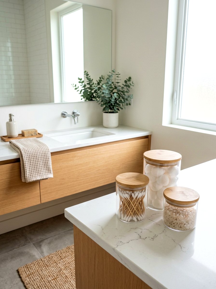 Bamboo Lid Bathroom Canister - 25 Spring Bathroom Jar Ideas