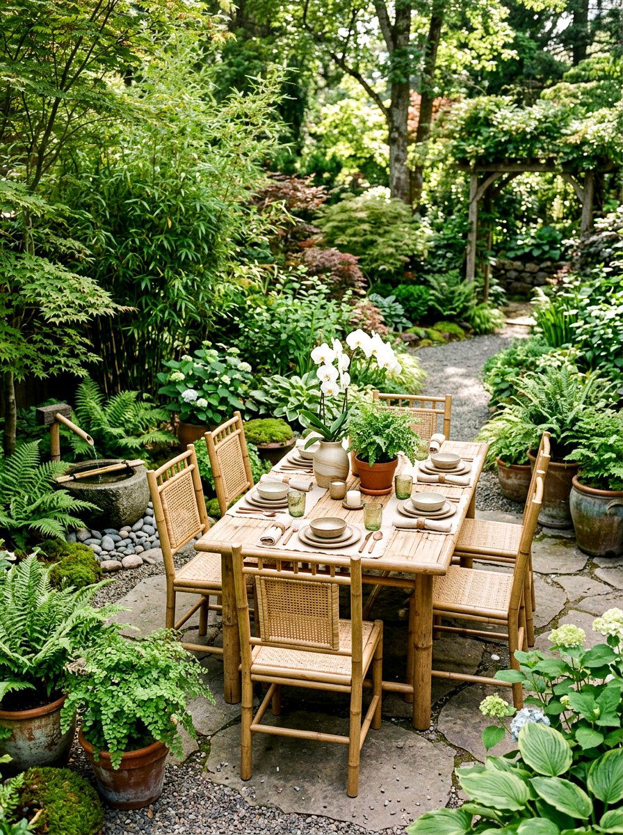Bamboo Outdoor Furniture - 25 Spring Outdoor Dining Decor Ideas