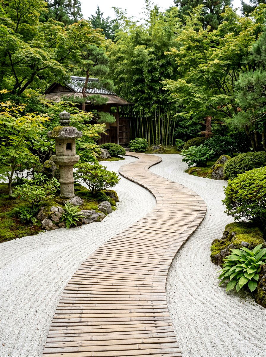 Bamboo Path Zen Garden - 25 Spring Garden Pathway Decor Ideas