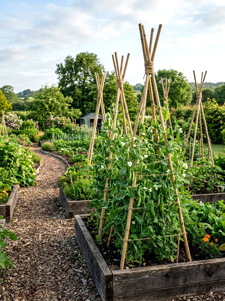 Bamboo Plant Support - 25 Spring Trellis Decor Ideas