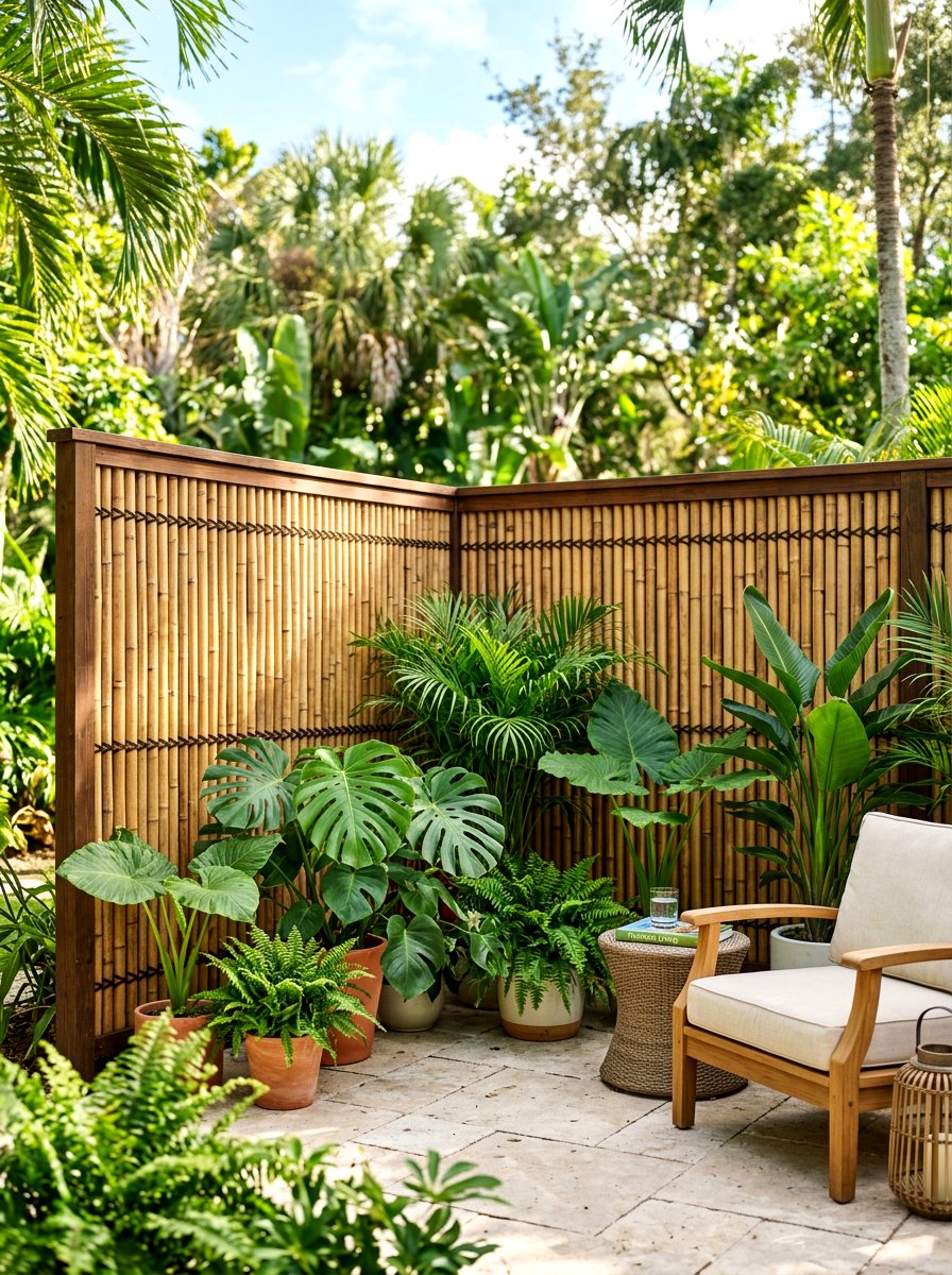 Bamboo Privacy Fence - 25 Spring Patio Corner Decor Ideas